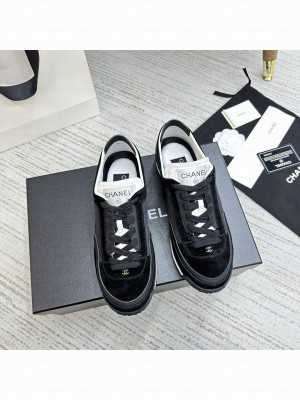Chanel Fabric, Suede & Calfskin G40012 Sneakers 2023SS Black