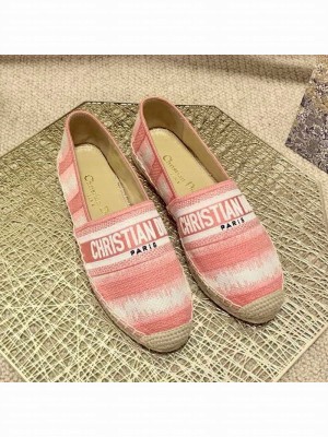 Dior Granville Espadrilles in Pink D-Stripes Embroidered Cotton Spring/Summer 2021 Collection