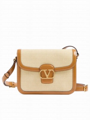Valentino Garavani 9to5 Canvas Shoulder Bag Cream