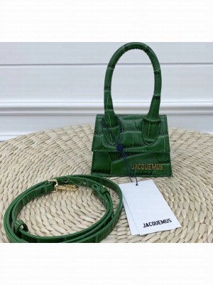 Jacquemus Leather Le Chiquito Micro Bag Croco Pattern Green
