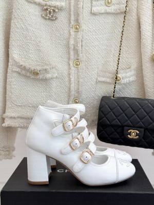 Chanel HEEL 70MM White Calfskin Mary Janes G46477 2025