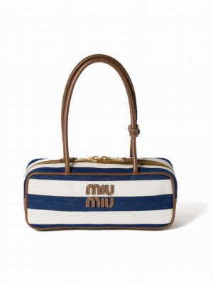 Miu Miu Beau Canvas And Leather Bag Blue