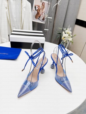 Aquazzuea Ankle Strap 10cm Crystal heel Blue PVC Sandals 2022 Collection