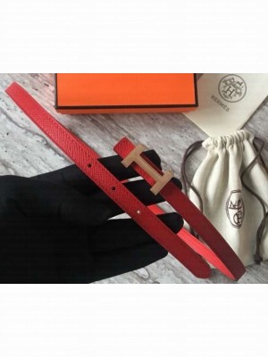 Hermes Width 1.3cm Reversible Leather Constance H Buckle Belt Red/Pink Gold