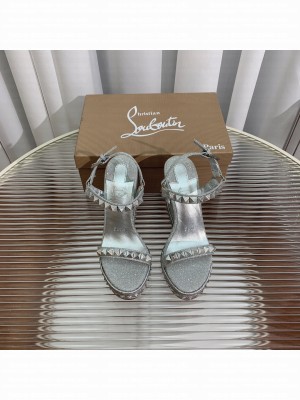 Christian Madmonica Espadrilles Sandals 12cm in Silver Glitter and Spikes