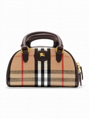 Burberry Highlands Burberry Check Mini Tote Bag Dark Coffee