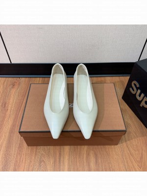 Loro Piana Rebecca Ballerinas Calfskin White