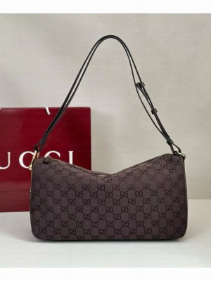 Gucci Half-Moon Large Shoulder Bag Dark Coffee