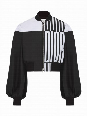 Christian Dior Women's Bomber Corta Con Mangas Obispo Black