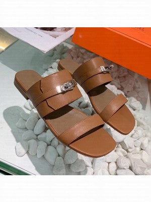 Hermes Calfskin Avenue Sandal Brown 2020 Collection