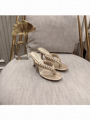 Gianvito Rossi TROPEA Heel 7.5cm thong-sandal in Gold leather 2021 Collection