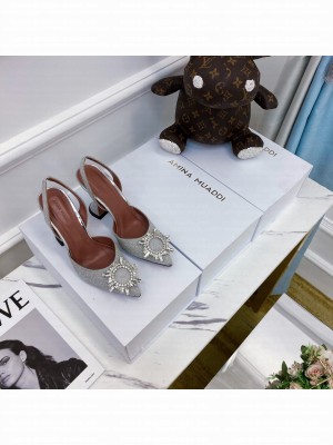 AMINA MUADDI HEEL 6.5CM BEGUM SLINGBACK PUMPS SILVER 05 2021 Collection