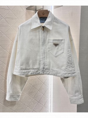 Prada Women's Denim Jacket Cream