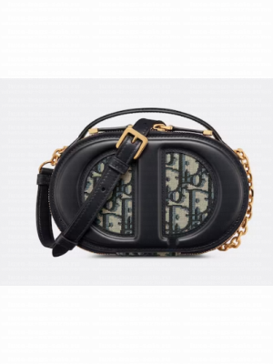 CD SIGNATURE OVAL CAMERA BAG Blue Dior Oblique Jacquard S2201UTZQ