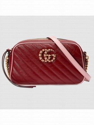 Gucci GG Marmont small shoulder bag 447632 Dark red
