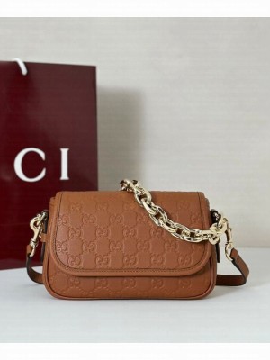 Gucci GG Emblem series small shoulder bag Coffee