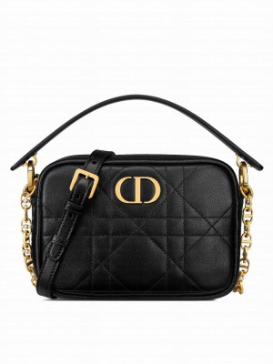 Christian Dior Small Dior Caro Top Handle Camera Bag Black