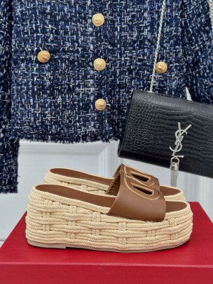 Valentino Garavani VLogo Cutout Sandals Brown