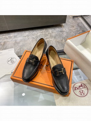 Hermes High heel loafer signature "H" Black 2021 Collection