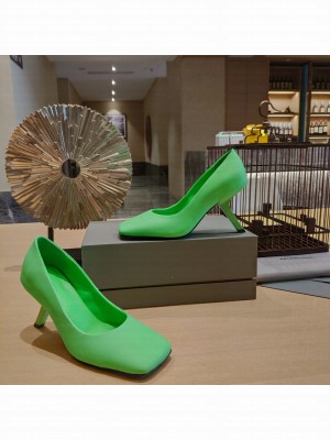 BALENCIAGA HEEL 8.5CM VOID D'ORSAY PUMPS SATIN GREEN 2022