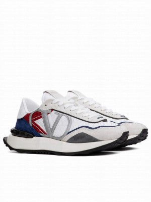 Valentino Unisex Netrunner Fabric And Suede Sneaker Cream