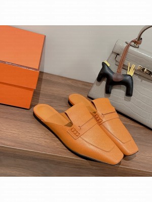 Hermes Perforated H Eloge Mules White