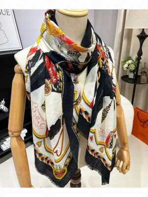 Hermes Women's Harnais De Coeur Scarf Black