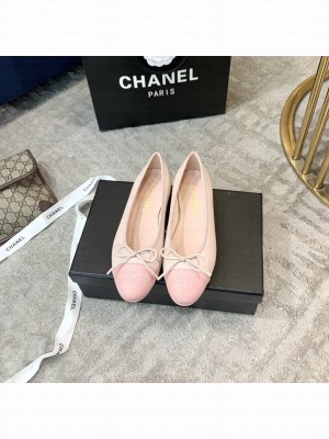 Chanel Ballerina Flats Lambskin Leather Spring/Summer 2021 Collection,Light pink