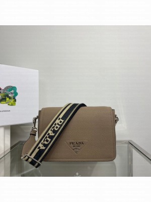 Prada Leather bag with shoulder strap 1BD314 gray