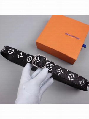 Louis Vuitton Monogram Belt 30mm with D Buckle Black/White 2019 Collection