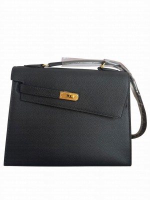 Hermes Kelly II Sellier 25 Epsom Shoulder Bag Black