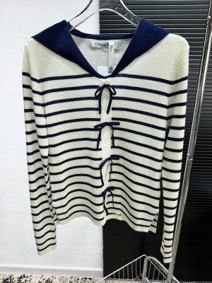 Dior Wool Cardigan White/Navy Blue 2025