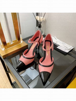 Chanel Lambskin & Patent Calfskin Pointed Toe Pumps 8.5cm Pink 2022 Collection