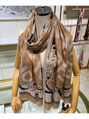 Fendi Women s O Lock Long Scarf Khaki