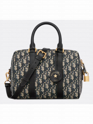 Dior Groove 25 Bag Blue Dior Oblique Jacquard M1365U