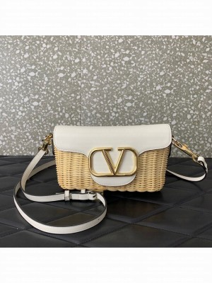 VALENTINO Small Woven Shoulder Bag 5055 white