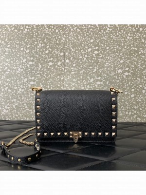 VALENTINO Rockstud calfskin chain bag SHI16 black
