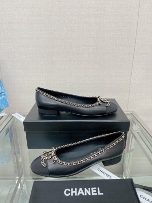 Chanel Lambskin Ballet Flat with Chain CC Black 2023 