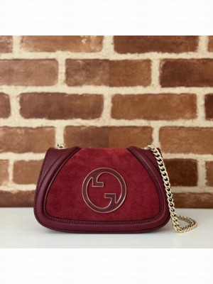 GUCCI BLONDIE SMALL SHOULDER BAG suede 815711 Rosso Ancora red