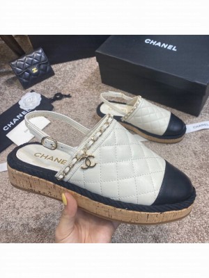 Chanel Quilted Lambskin Slingback Espadrilles White Spring/Summer 2021 Collection