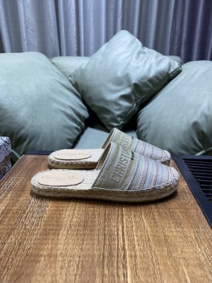 Dior Granville Espadrille Mules in Multicolor Metallic Thread Embroidered Cotton 2021 Collection 