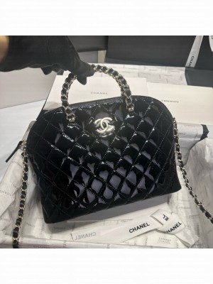 CHANEL SMALL SHOPPING BAG Patent leather AS3969 black