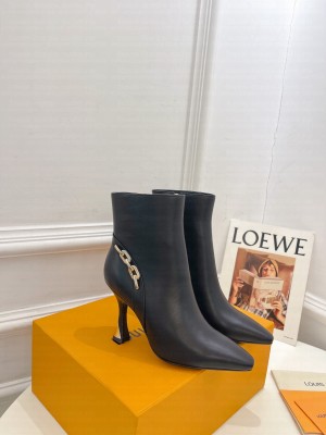 Louis Vuitton Sparkle Heel Ankle Boots 6.5cm in Leather Black 2023 