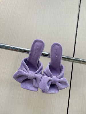 BOTTEGA VENETA HEEL 9CM EASY TOWEL BOW MULE SANDALS PURPLE 2022 Collection