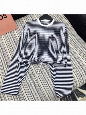 Prada Striped T-Shirt Navy Blue 2025