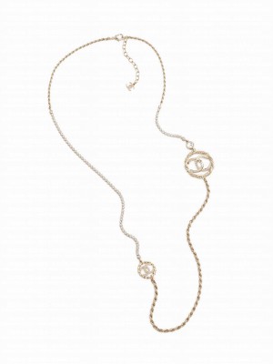 Chanel Women's Long Necklace ABA200 Golden