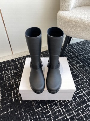 MID CELINE RAIN BOOTS IN RUBBER AND CALFSKIN BLACK