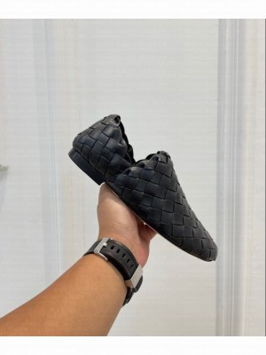 BOTTEGA VENETA Black Stacked leather heel with thin leather outsole  Slipper