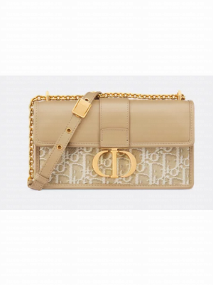 Dior Oblique Jacquard and Natural Smooth Calfskin 30 Montaigne East-West Bag with Chain M9334UDDS
