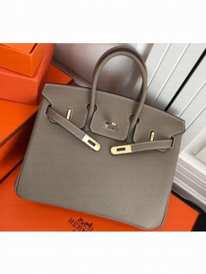 Hermes Birkin 25cm Bag Light Gray in Togo Leather With Gold Hardware